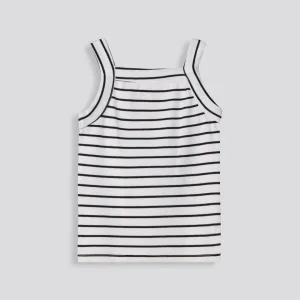Girls Stripe Ribbed Tank _ 153531 _ Optic White