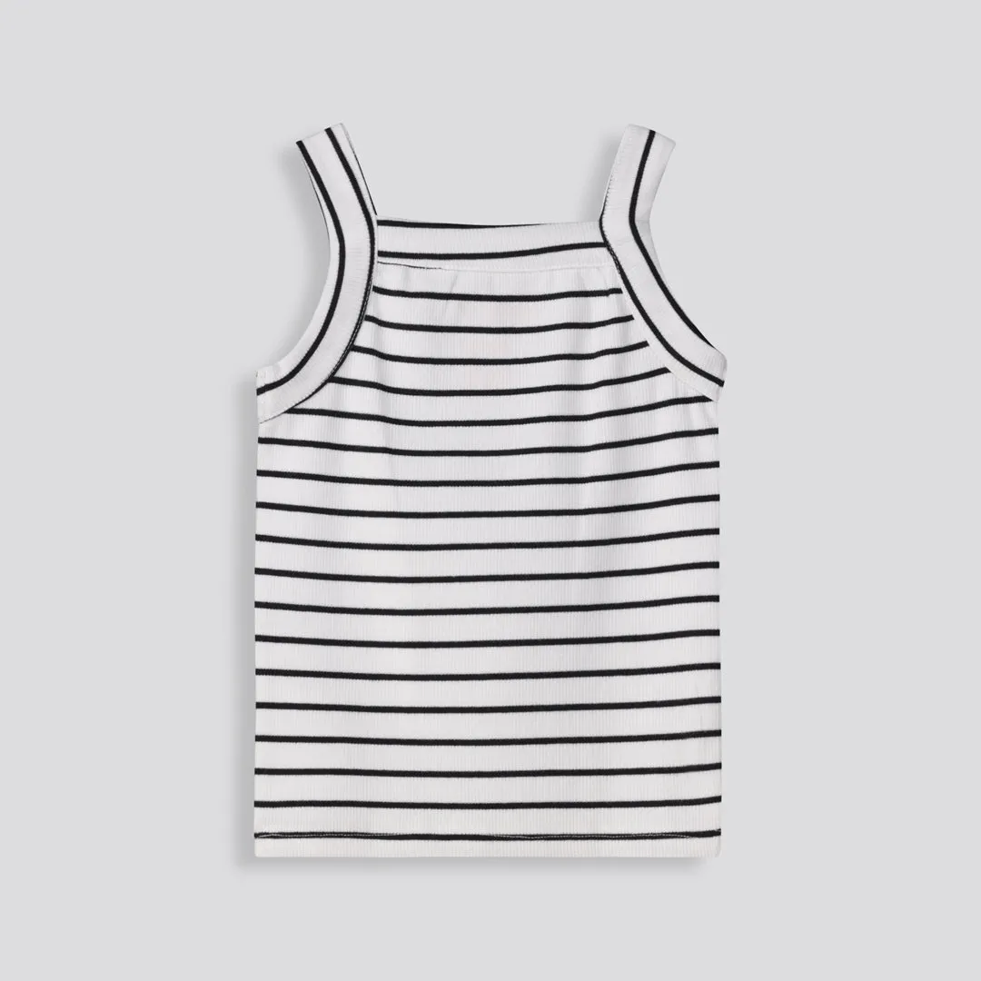 Girls Stripe Ribbed Tank _ 153531 _ Optic White