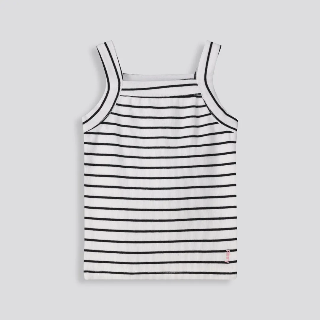 Girls Stripe Ribbed Tank _ 153531 _ Optic White