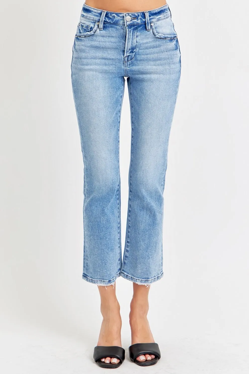 Hazel Blues® |  RISEN Low Rise Crop Slim Straight Jeans