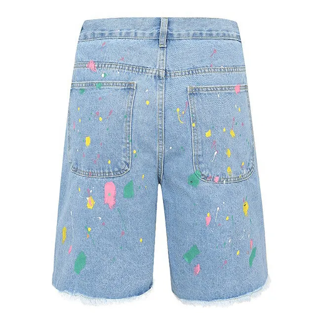 Indie Aesthetic Crochet Flower Denim Shorts