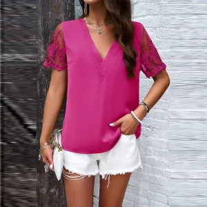 Lacey Elegance V-Neck Blouse