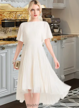 Laci A-Line Scoop Neck Asymmetrical Chiffon Bridesmaid Dress With Pleated BF2P0012917