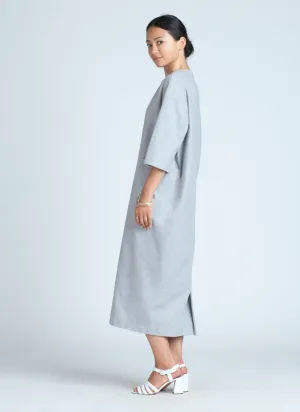 Light Grey Sandstone Long Sleeve Maxi Pocket Dress