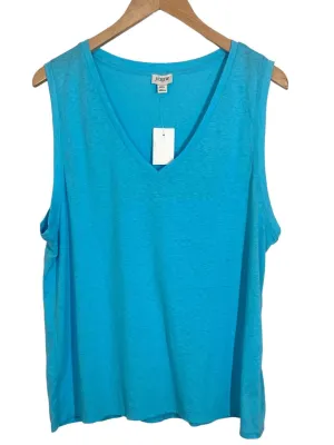 Light Summer Turquoise Sleeveless V-neck Tee
