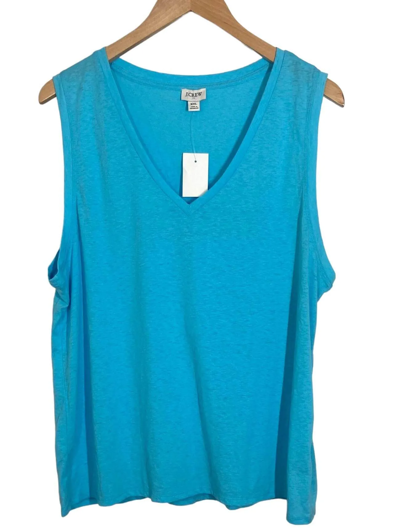 Light Summer Turquoise Sleeveless V-neck Tee