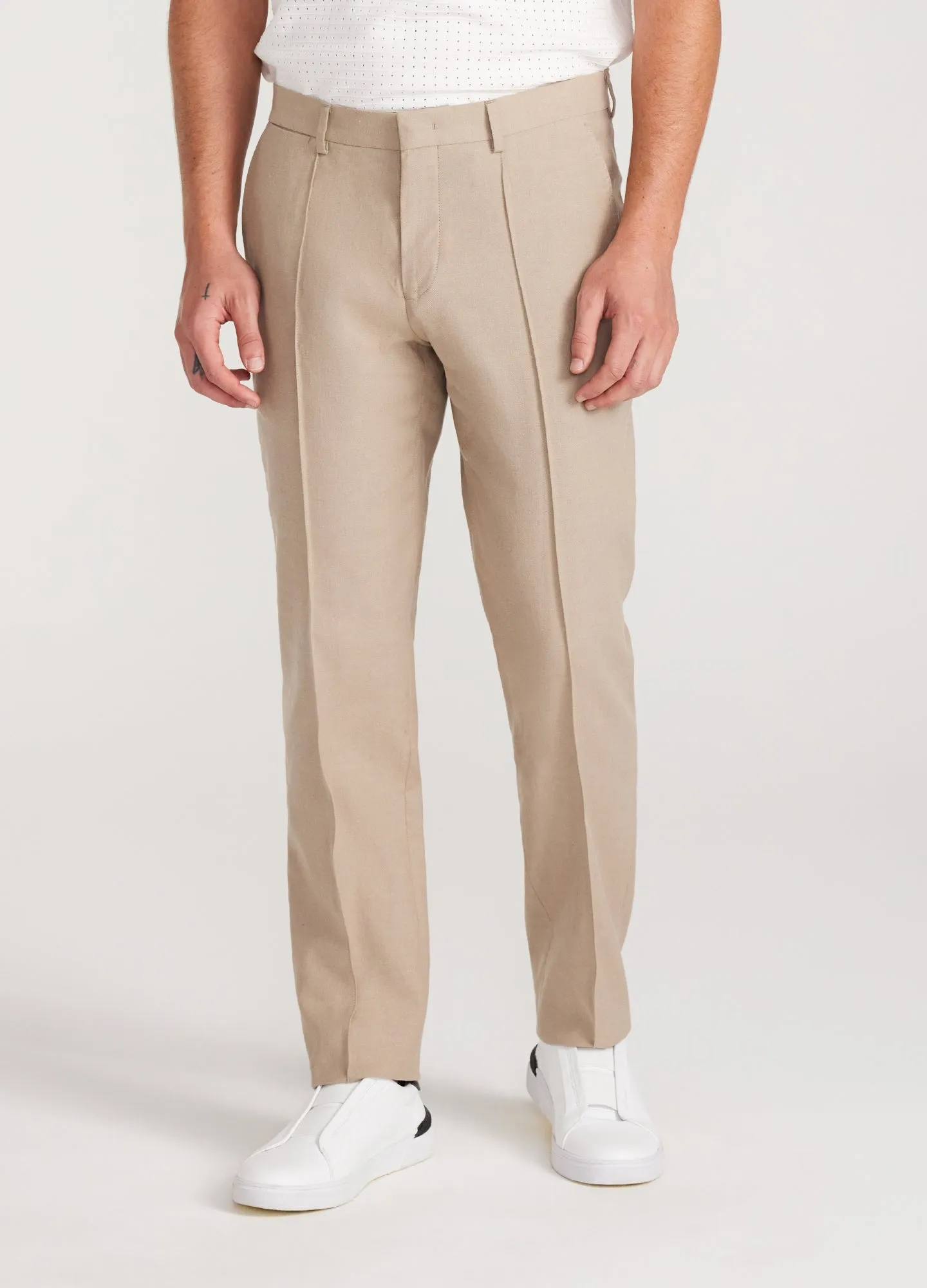 Linen Cotton Crepe Suit Pants Walnut