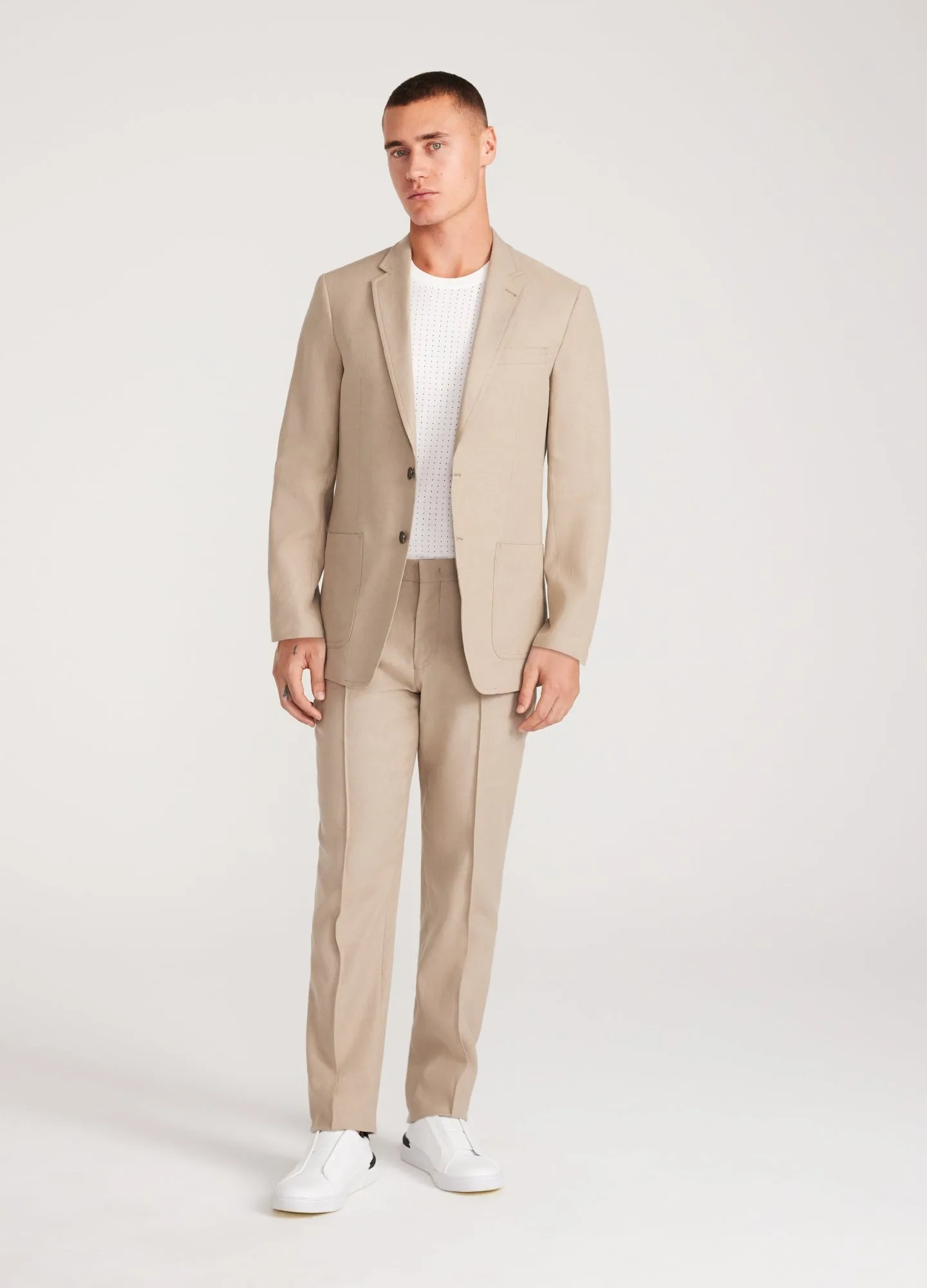 Linen Cotton Crepe Suit Pants Walnut