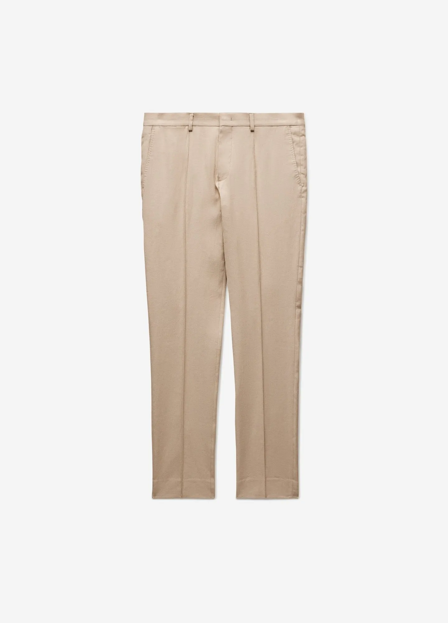 Linen Cotton Crepe Suit Pants Walnut
