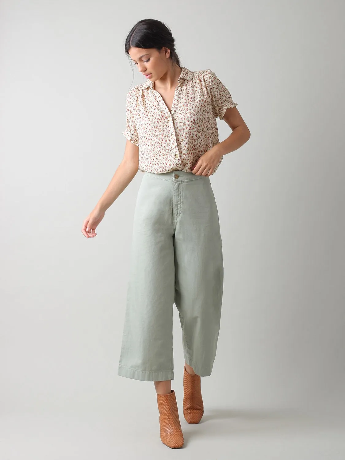 Linen Cotton Crop Trousers