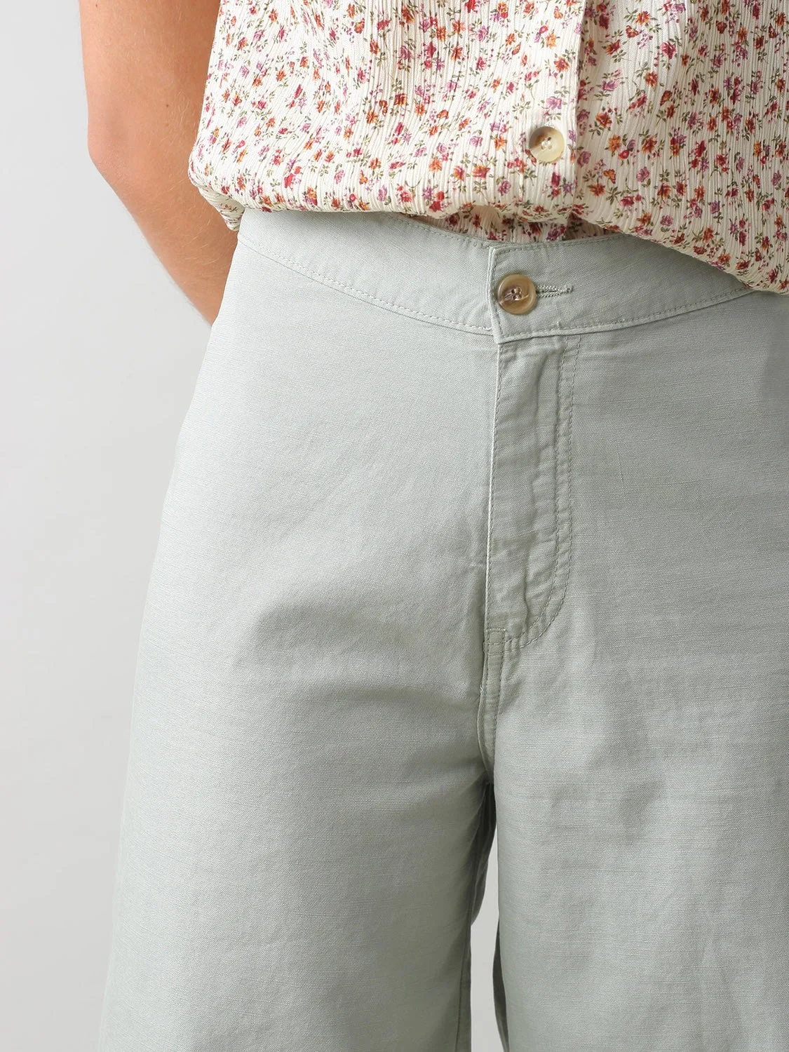 Linen Cotton Crop Trousers