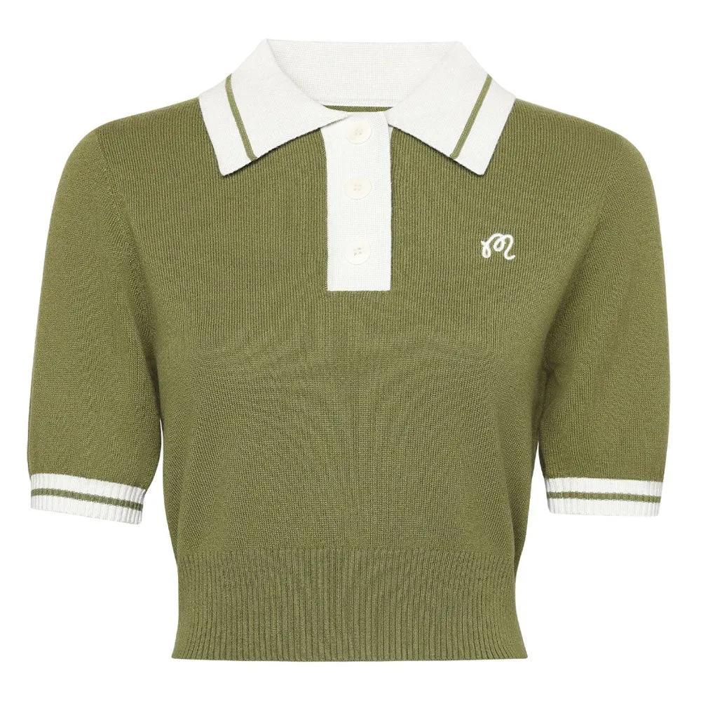 Malbon Mikayla Knit Cropped Golf Shirt 2023 Women