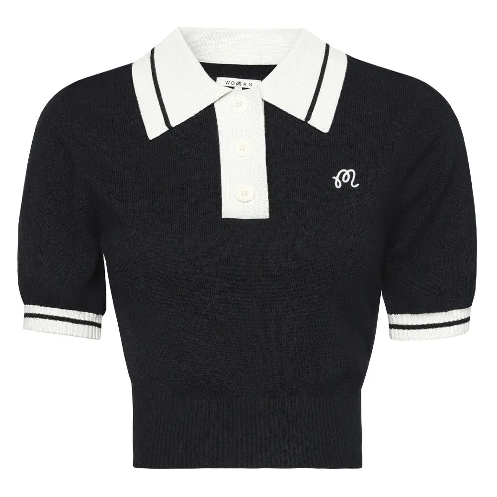 Malbon Mikayla Knit Cropped Golf Shirt 2023 Women