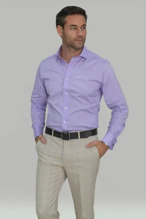 Men's Cotton Slim Fit Shirt with Cufflinks - ROSSI - Lilac