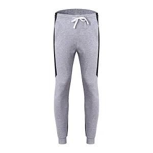 Mens Sport Pants Elastic Waist Drawstring Gray Stitching Casual Sportwear