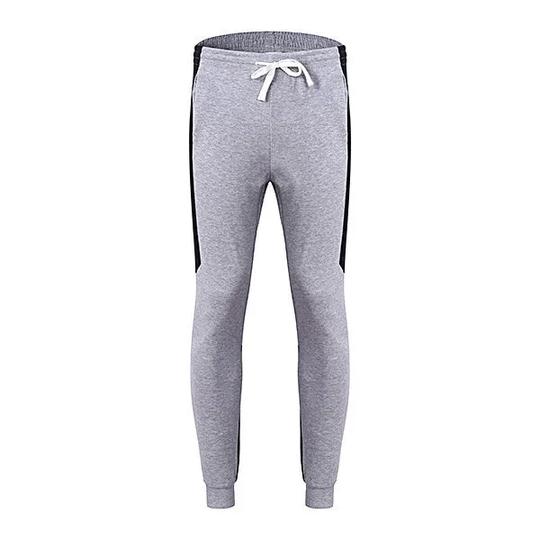 Mens Sport Pants Elastic Waist Drawstring Gray Stitching Casual Sportwear