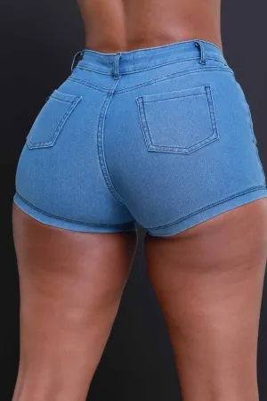 No Desire High Rise Denim Shorts - Light Wash