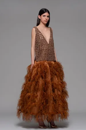 Oversized Midi Dress with Feathers