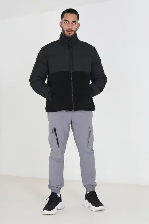 PADDED JACKET WITH BORG PANEL DETAIL