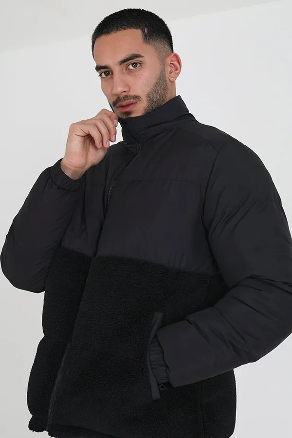 PADDED JACKET WITH BORG PANEL DETAIL