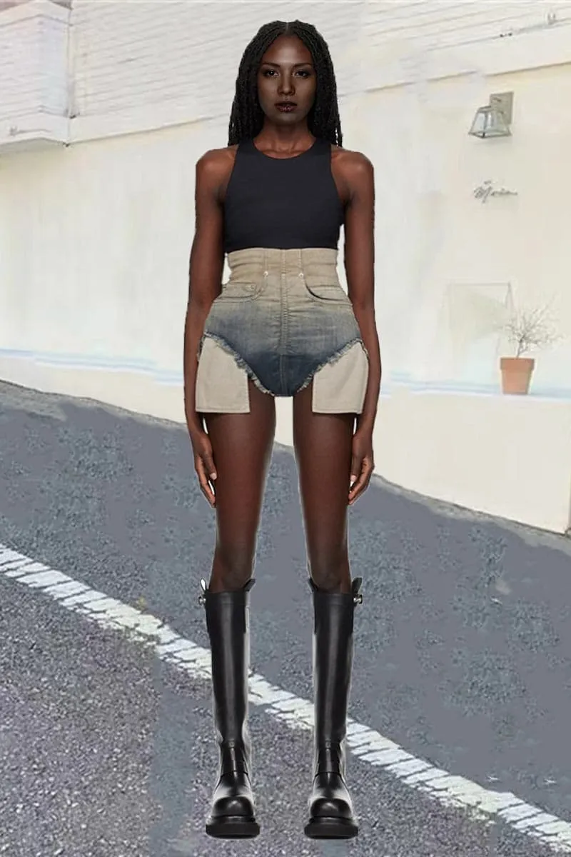 PC145 High Waist Denim Shorts