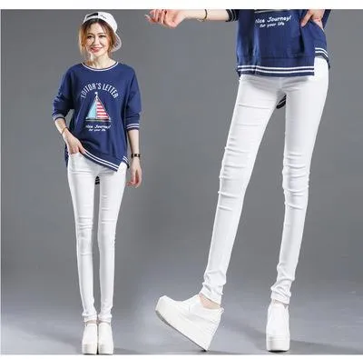 Plus Size Black White Stretch Pants