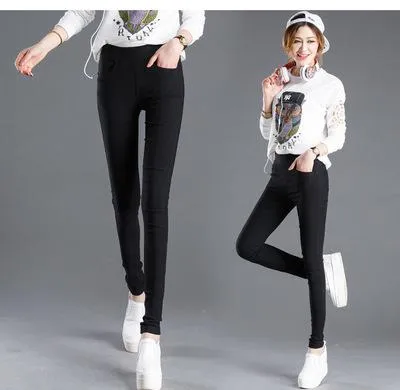 Plus Size Black White Stretch Pants