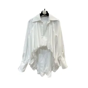 Pre Order:  Solid V-Neck Asymmetrical Blouse