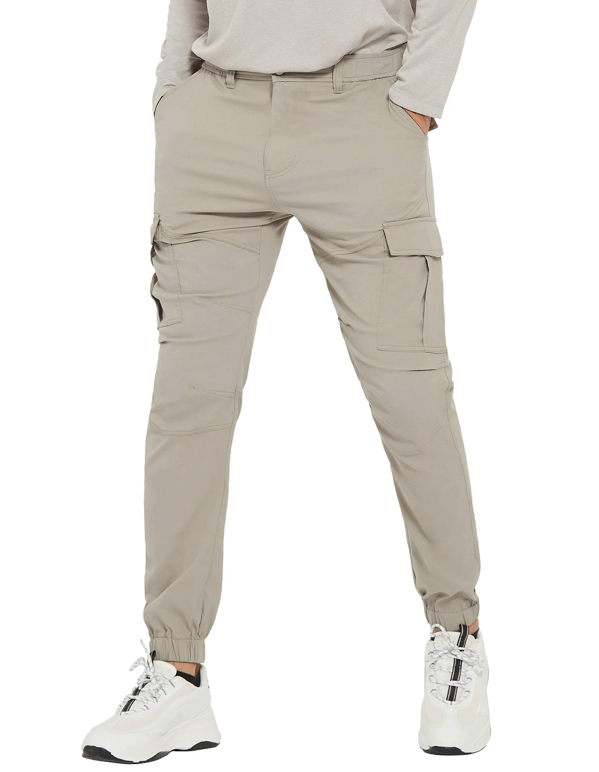 PULI Men's Waterproof Hiking Pants Slim Fit Cargo Joggers Stretch Quick Dry Outdoor Pants with Pockets