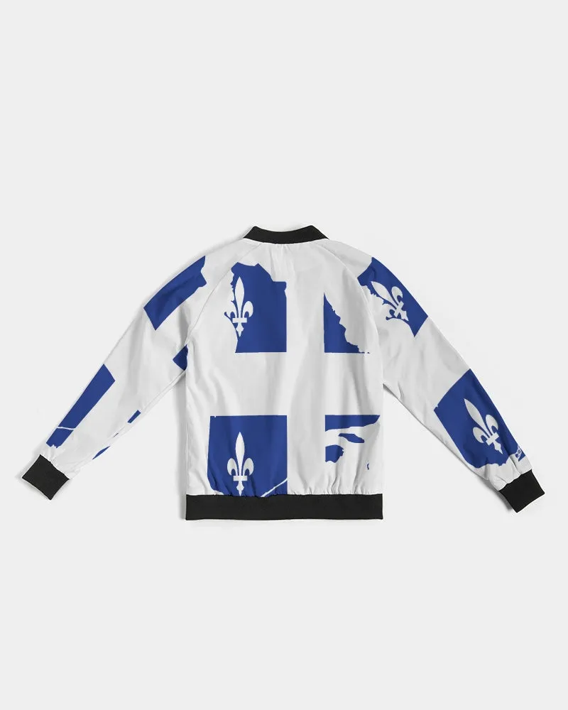 Quebec Map Flag - Drapeau Carte Québec (Fleurdelisé) Women's Bomber Jacket