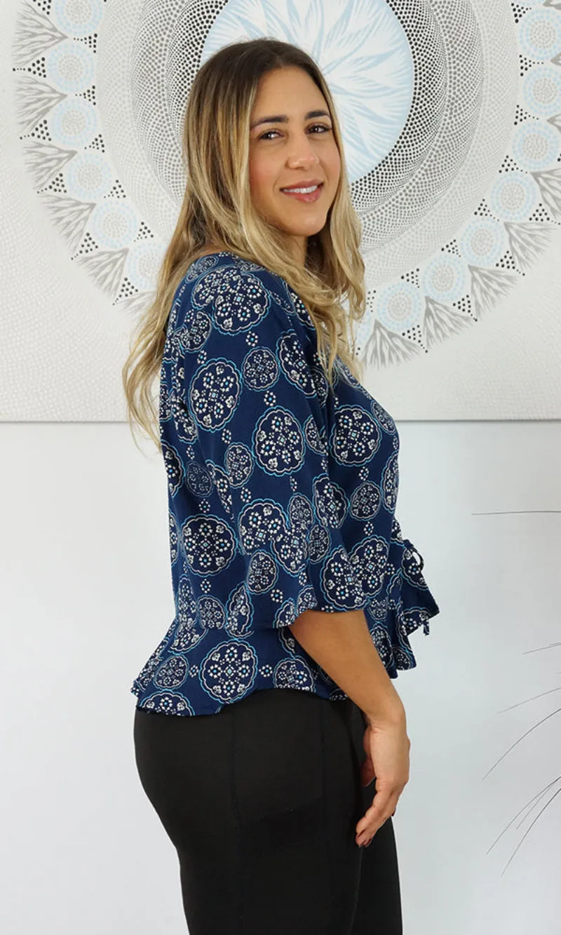 Rayon Top Ruched Katmandu Navy