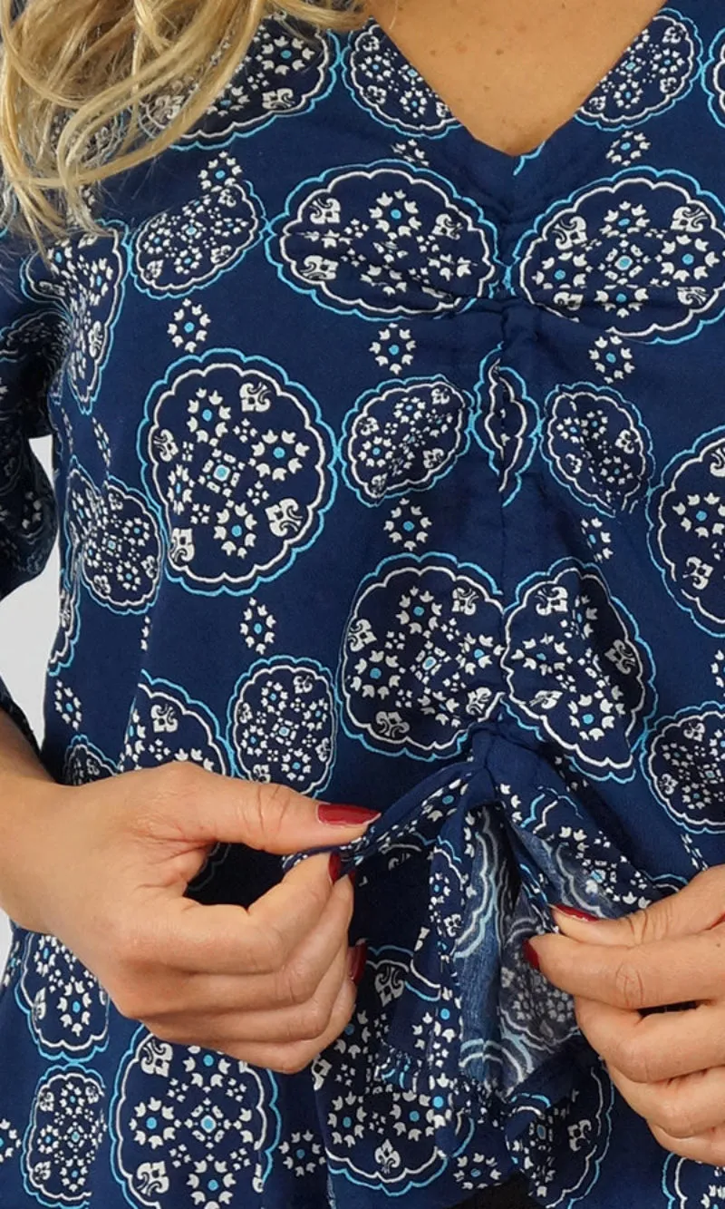 Rayon Top Ruched Katmandu Navy