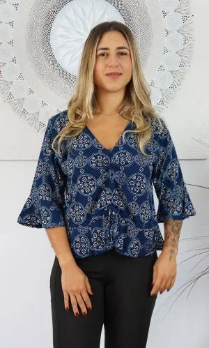 Rayon Top Ruched Katmandu Navy