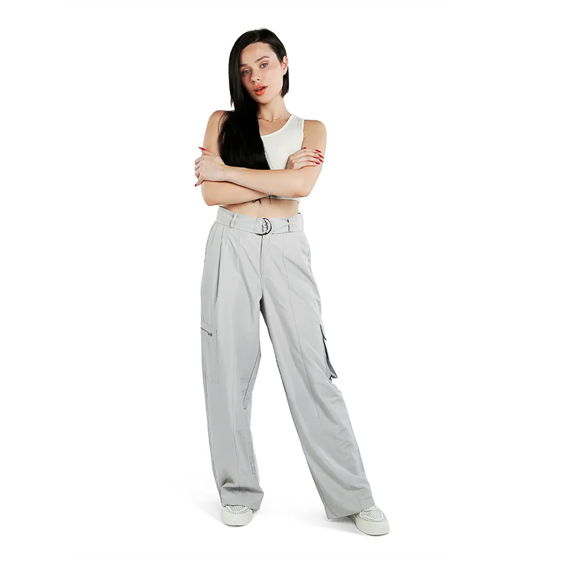 Relaxed Woven Cargo Pants With Belt