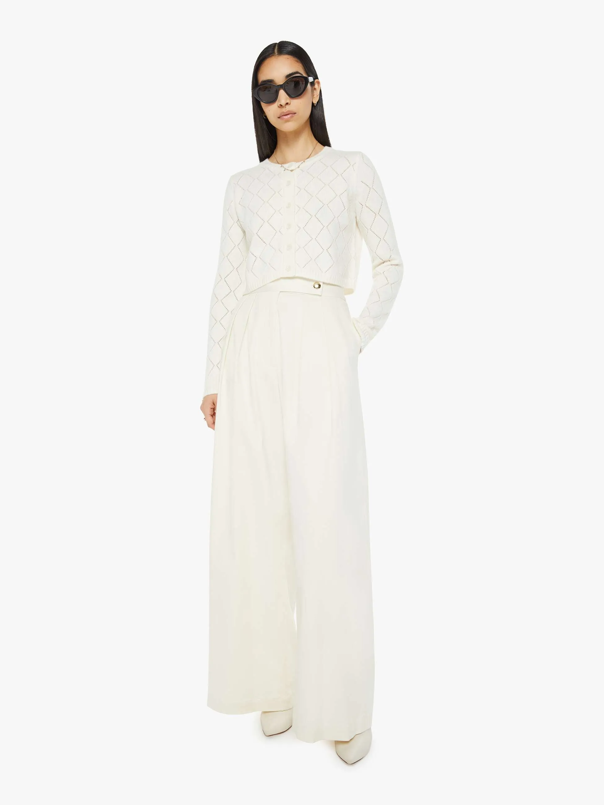 SABLYN Marilyn Diamond Pattern Cardigan - Gardenia