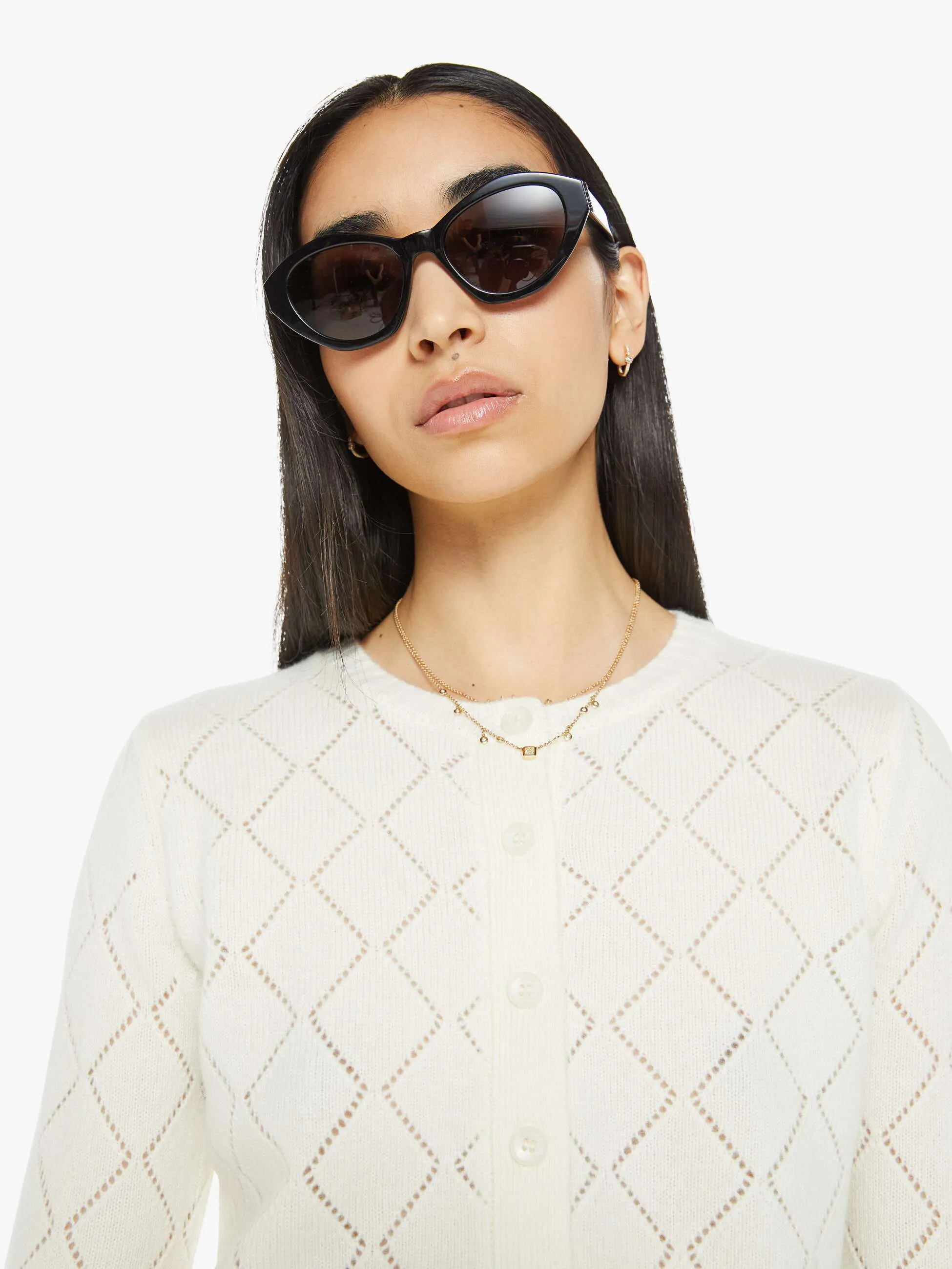 SABLYN Marilyn Diamond Pattern Cardigan - Gardenia