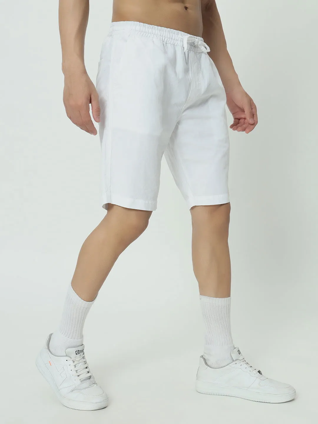 SAINTJONES -PURE WHITE LINEN SHORTS