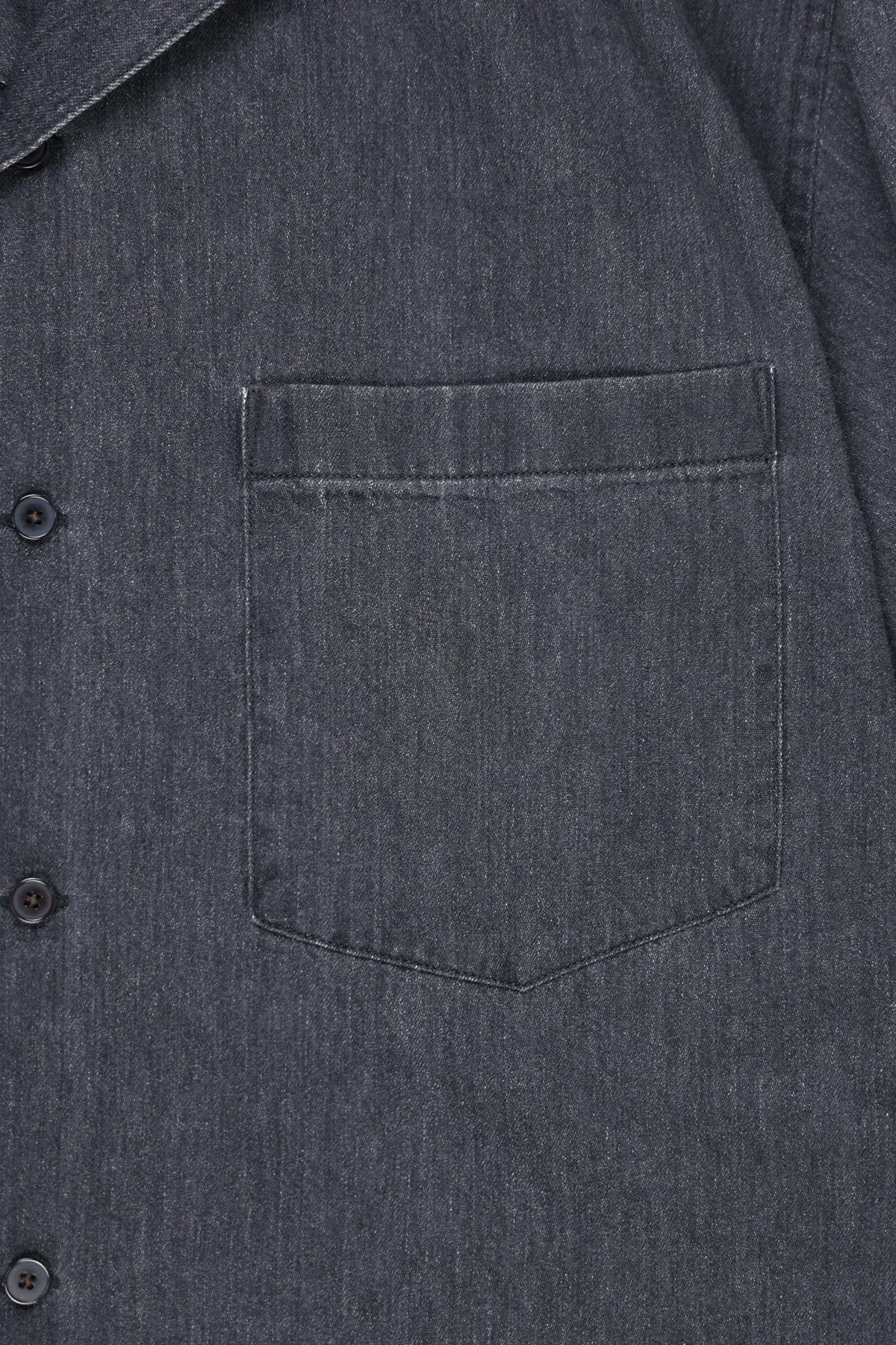 Selvedge Super Light Denim Half Sleeved Shirt - Washed Black