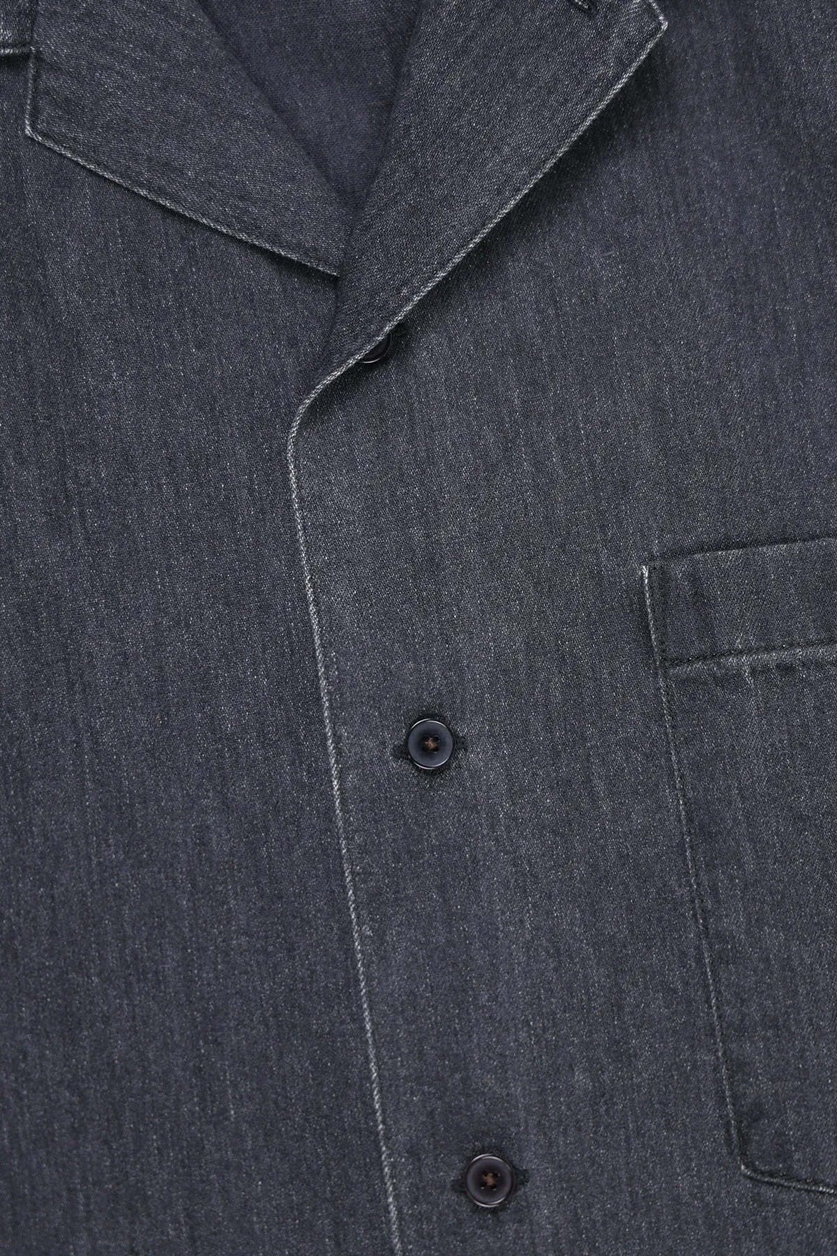 Selvedge Super Light Denim Half Sleeved Shirt - Washed Black