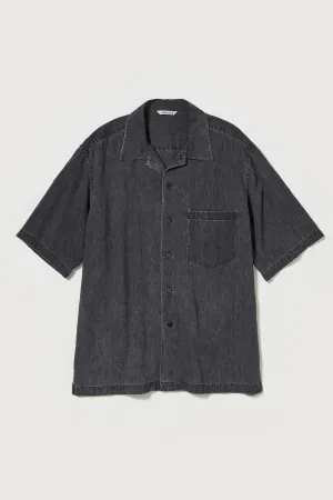 Selvedge Super Light Denim Half Sleeved Shirt - Washed Black