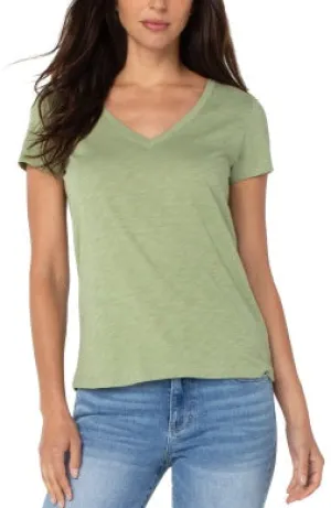 slim fit v neck slub knit tee