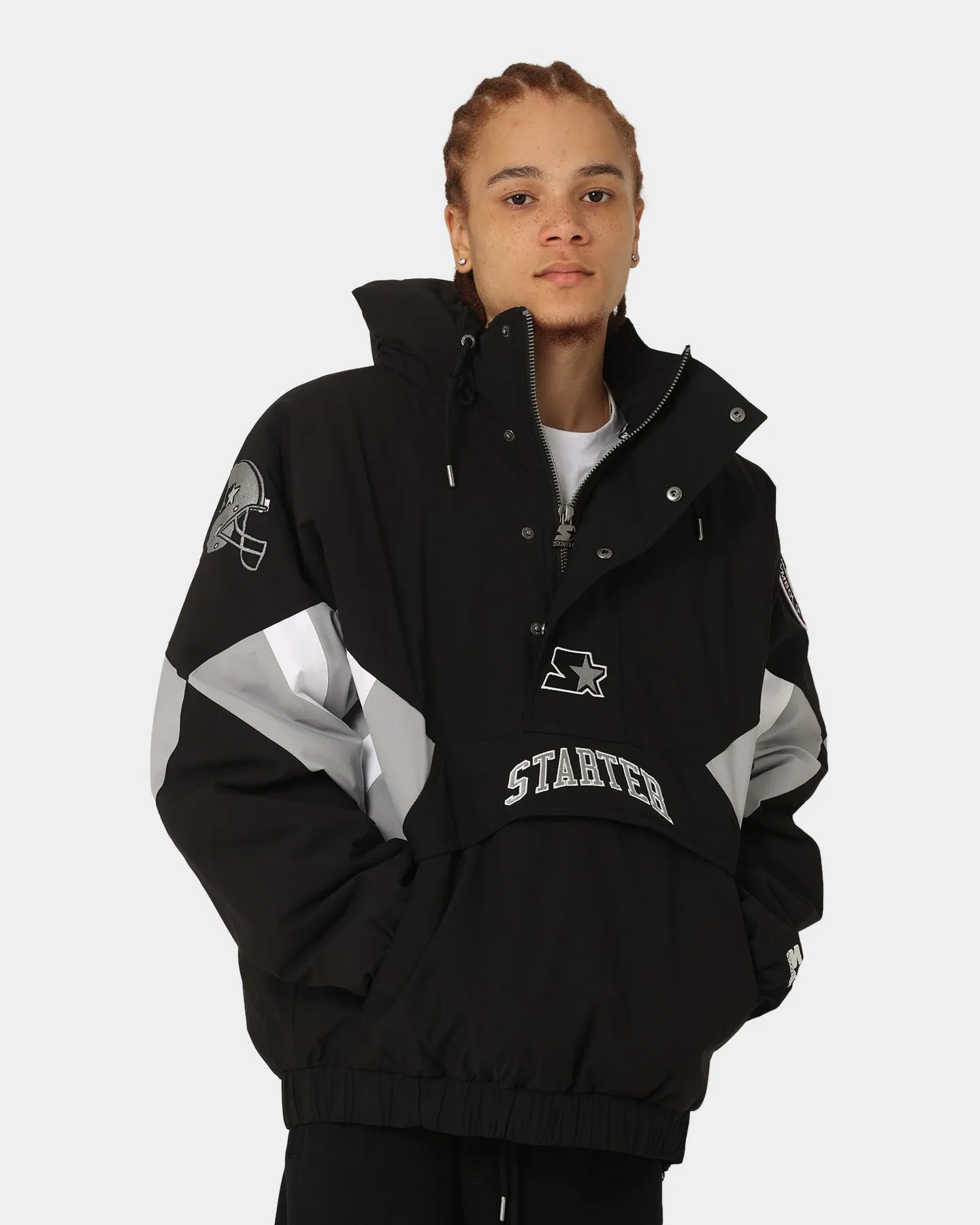 Starter Half Time Anorak Jacket Black/Grey/White
