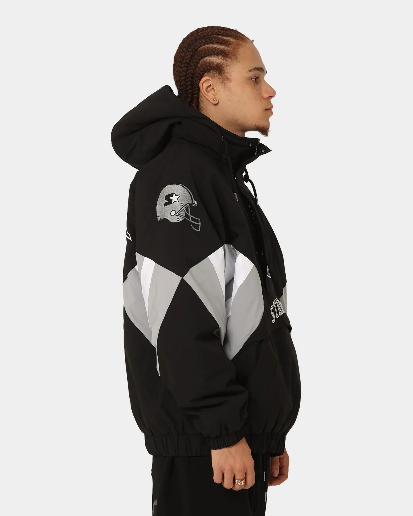 Starter Half Time Anorak Jacket Black/Grey/White