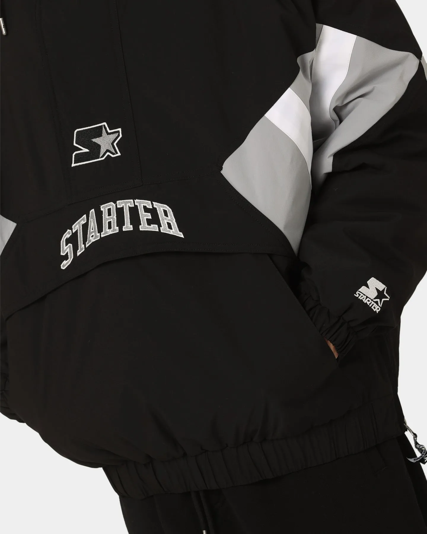 Starter Half Time Anorak Jacket Black/Grey/White