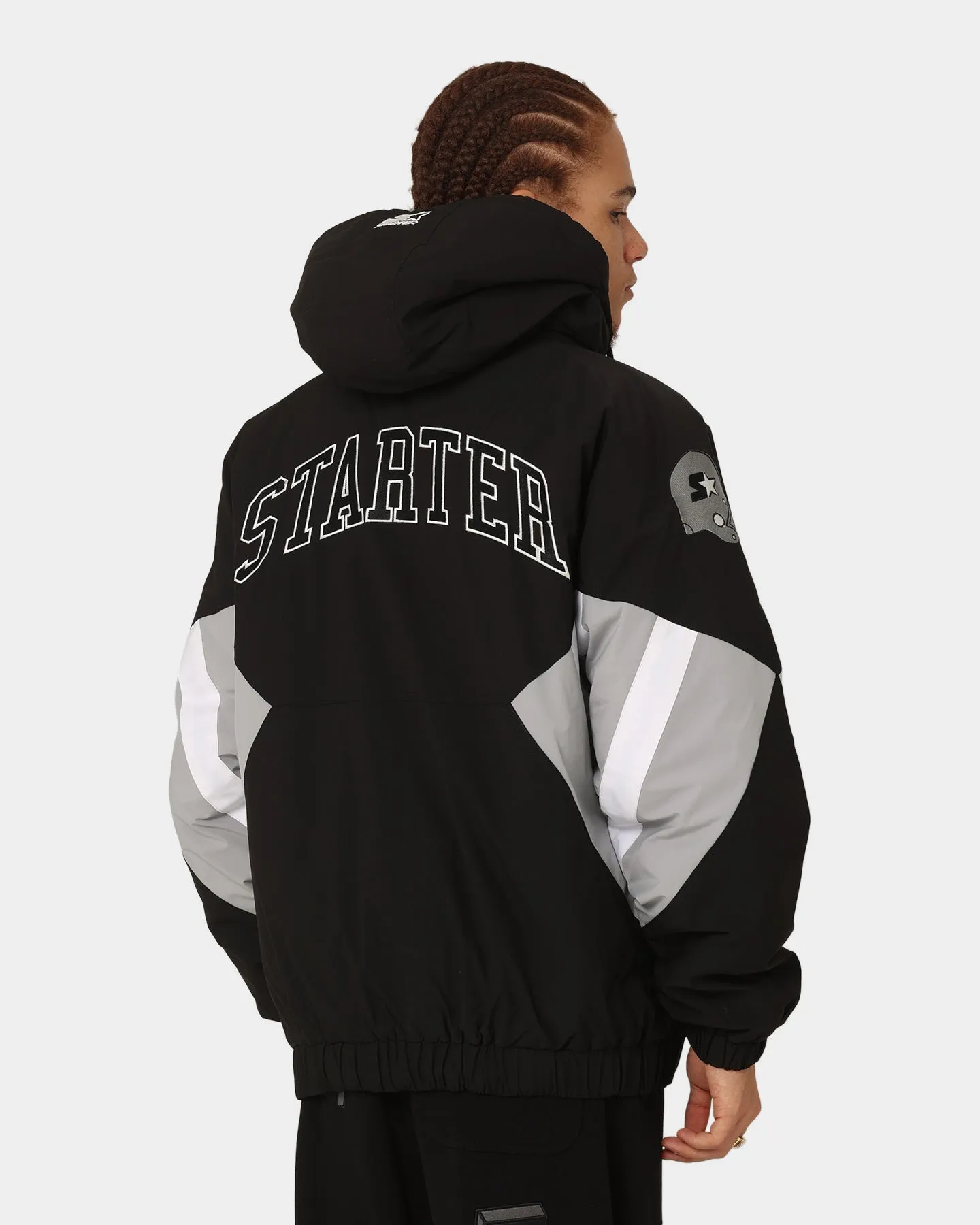 Starter Half Time Anorak Jacket Black/Grey/White