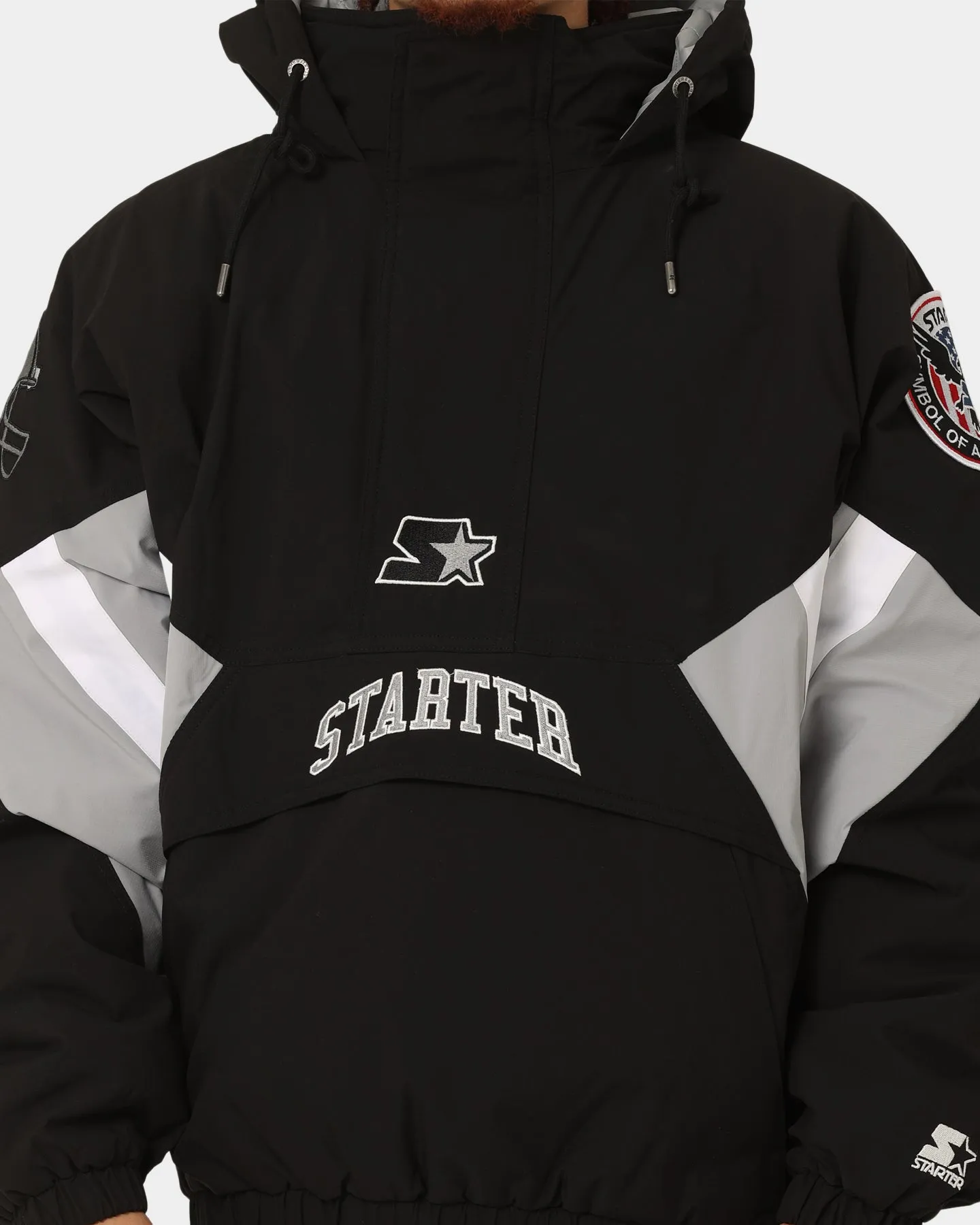Starter Half Time Anorak Jacket Black/Grey/White