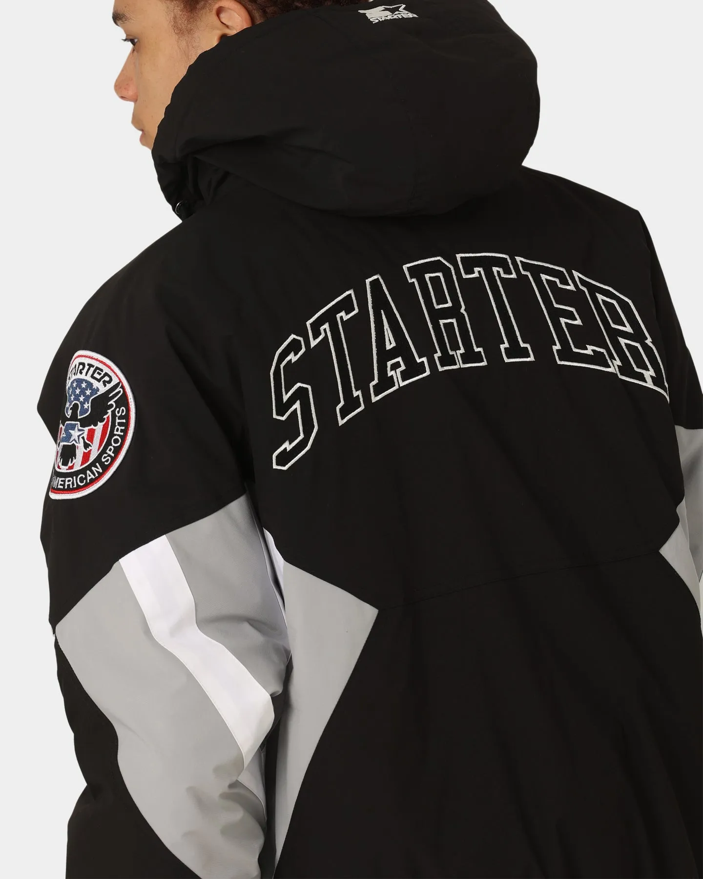Starter Half Time Anorak Jacket Black/Grey/White