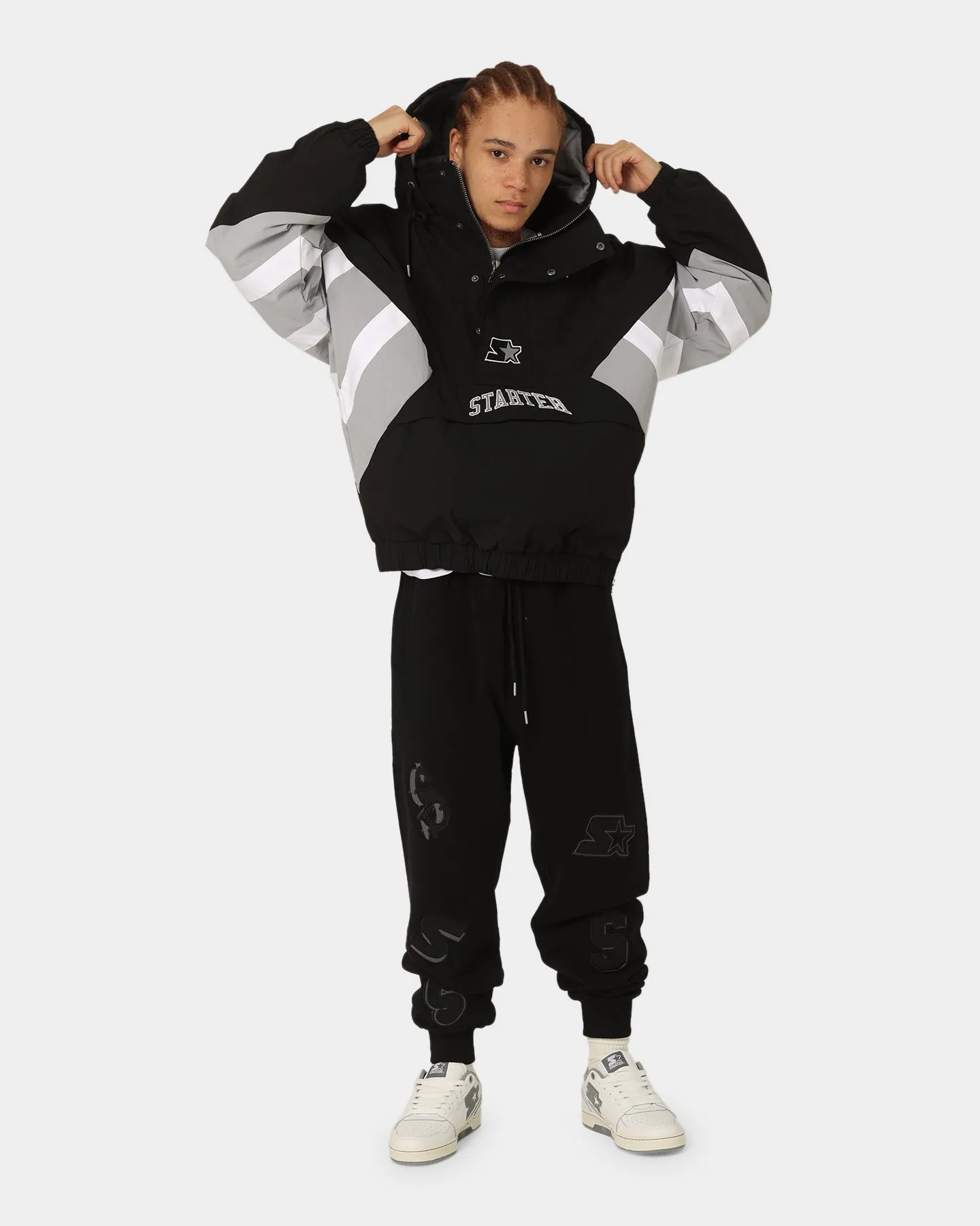 Starter Half Time Anorak Jacket Black/Grey/White