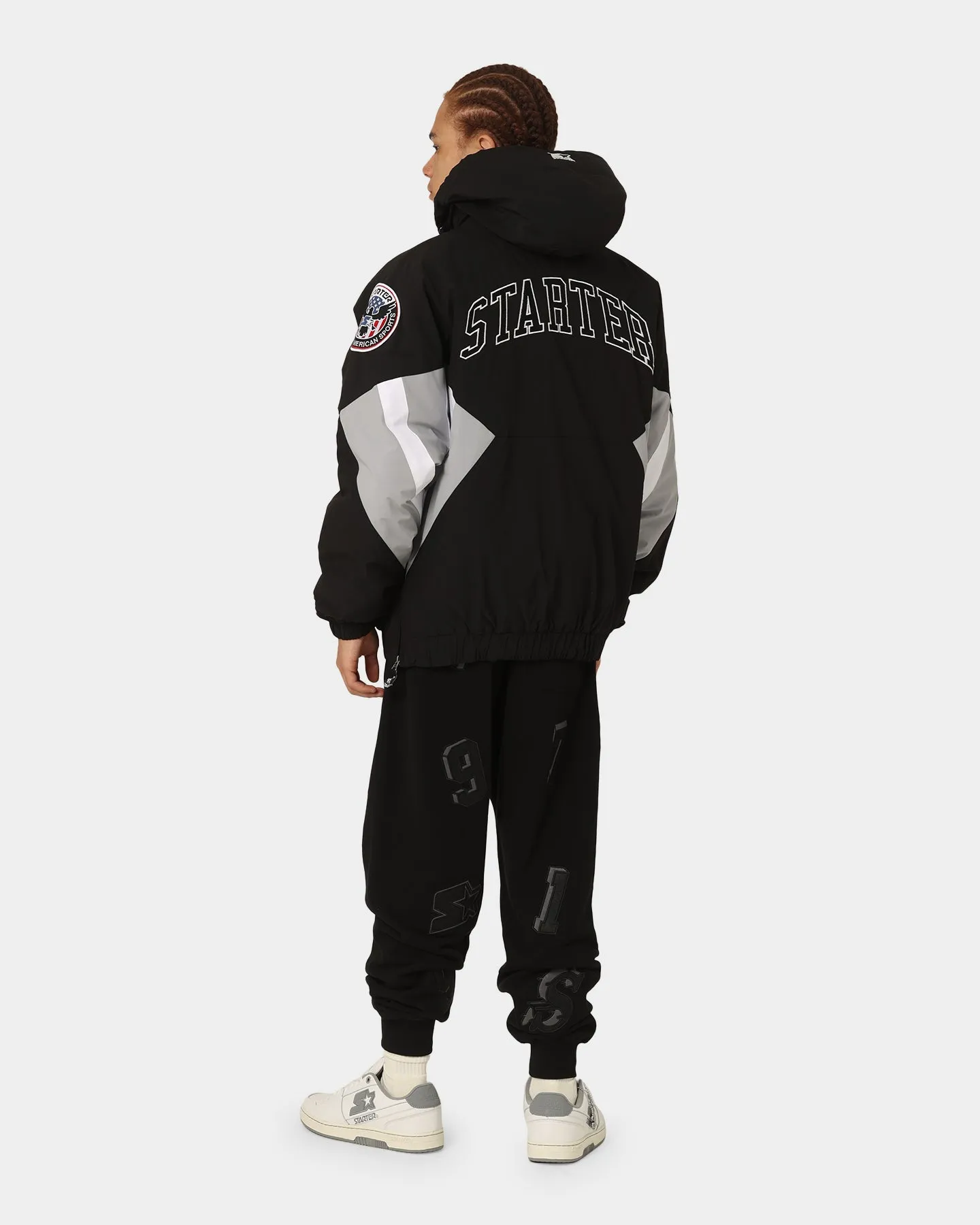 Starter Half Time Anorak Jacket Black/Grey/White