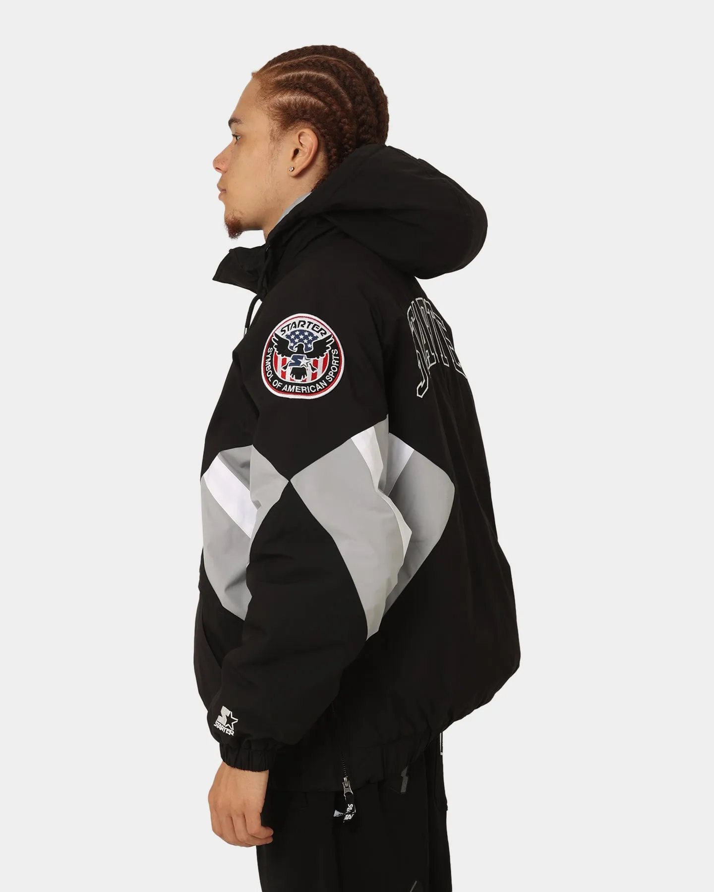 Starter Half Time Anorak Jacket Black/Grey/White